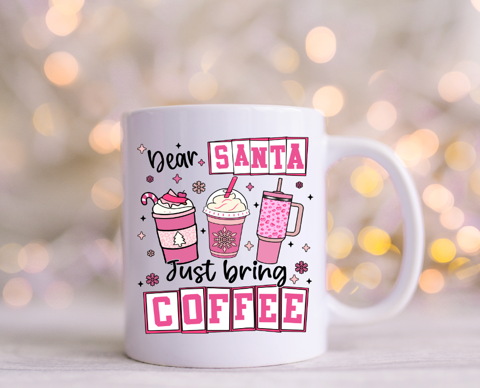 Retro Santa Christmas Coffee UV Decal
