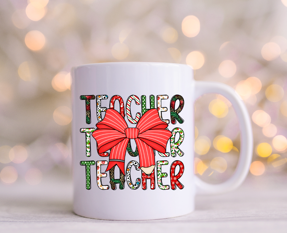 Coquette Christmas Teacher UV Decal