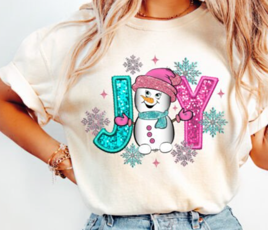 Glitter Christmas Snowman DTF Transfer