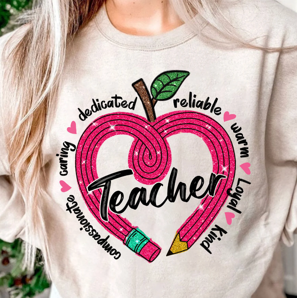 Teacher Heart Pencil DTF Transfer