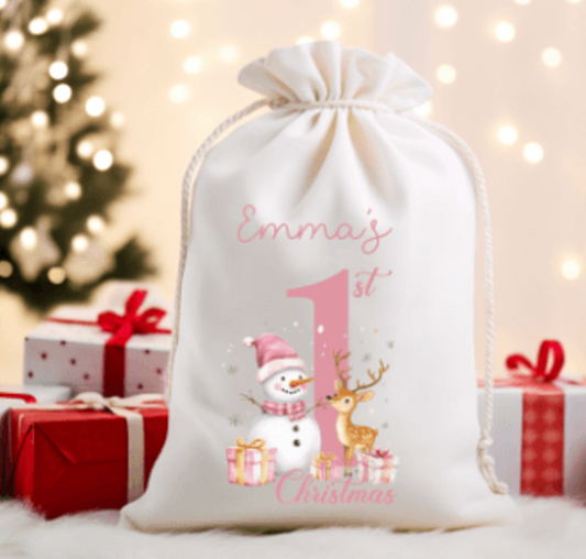 Pink Snowman Baby First Christmas  DTF Transfer