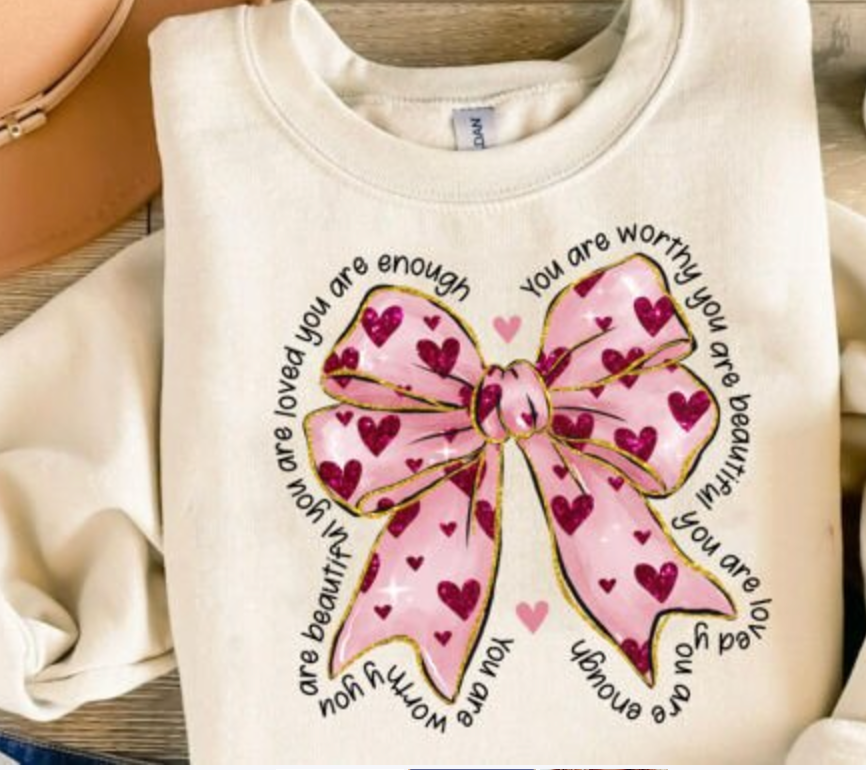 Valentine's Day Heart Coquette Bow Transfer