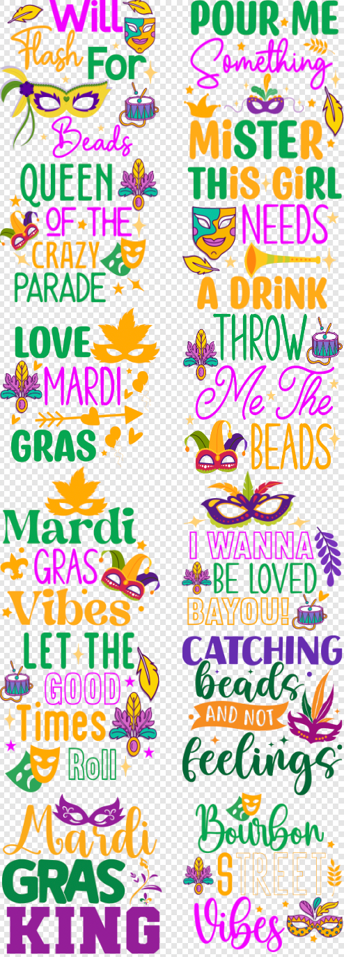 22x 60 Mardi Gras Gang Sheet 1 Transfer