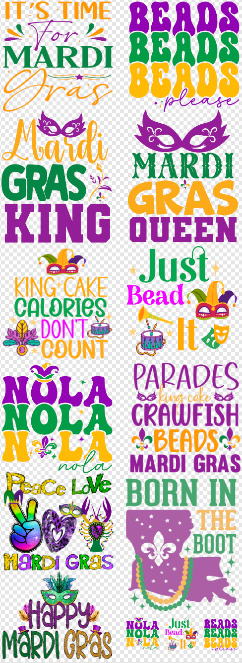 22x 60 Mardi Gras Gang Sheet 2 Transfer