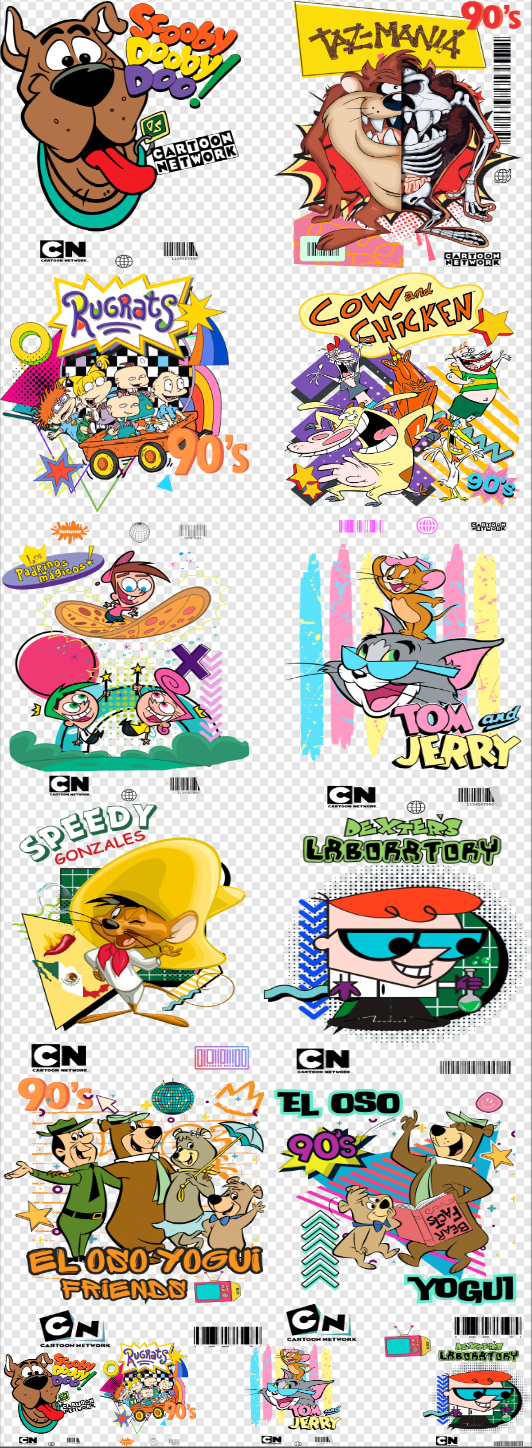 22x60 90's Cartoon Gang Sheet Transfer