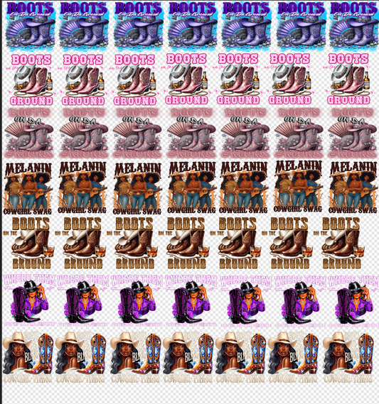 22x24 Rodeo Hat Prints  Gang Sheet Transfer