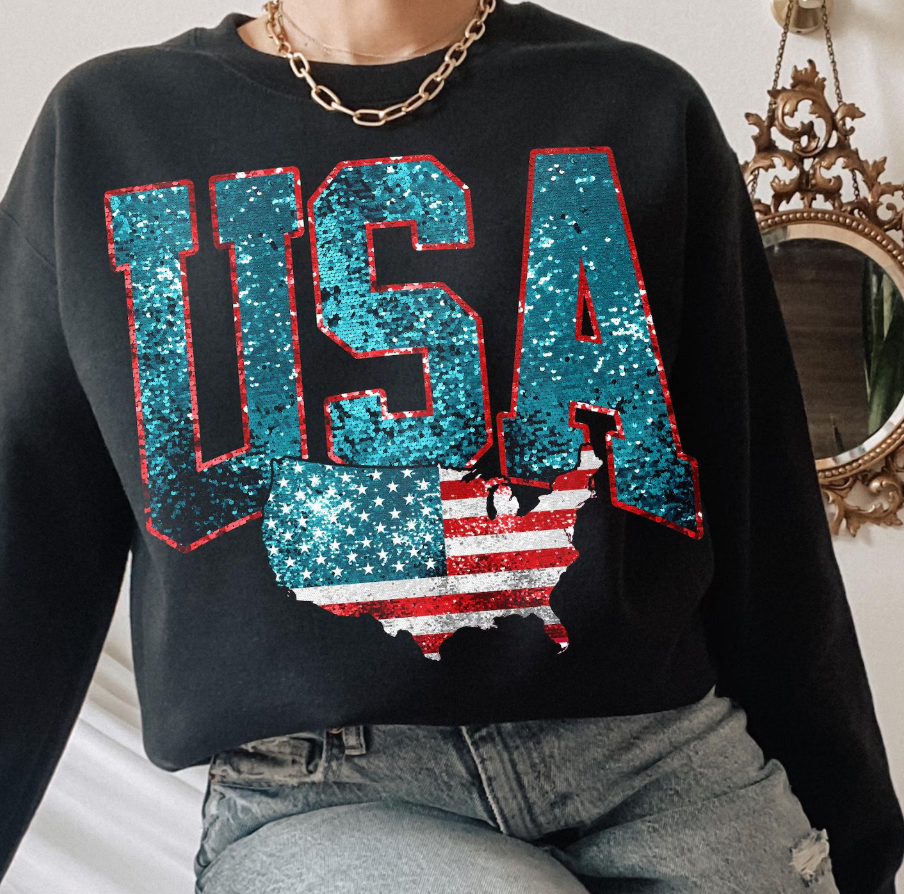 10 inch USA Glittery DTF Transfer