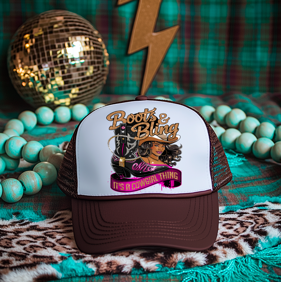 Boots and bling 3 inch Hat Transfers