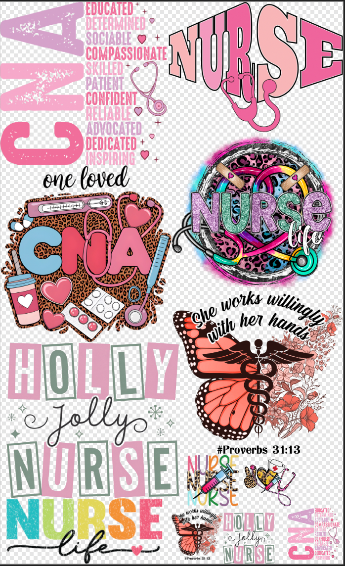 22x36 Nurse 2 Gang Sheet Transfers