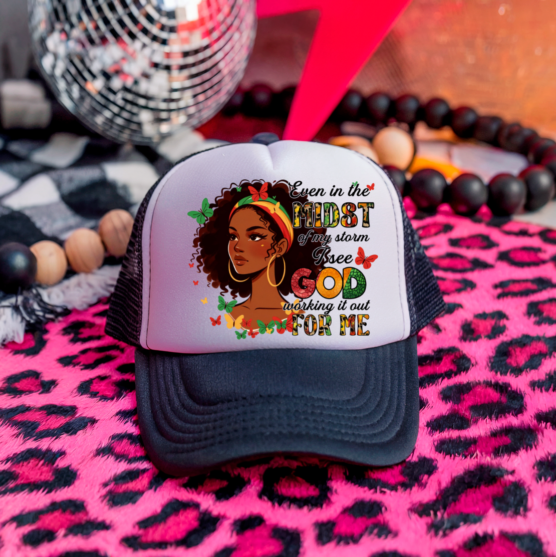 Even in the Mist God is still working 3 inch Hat Transfers