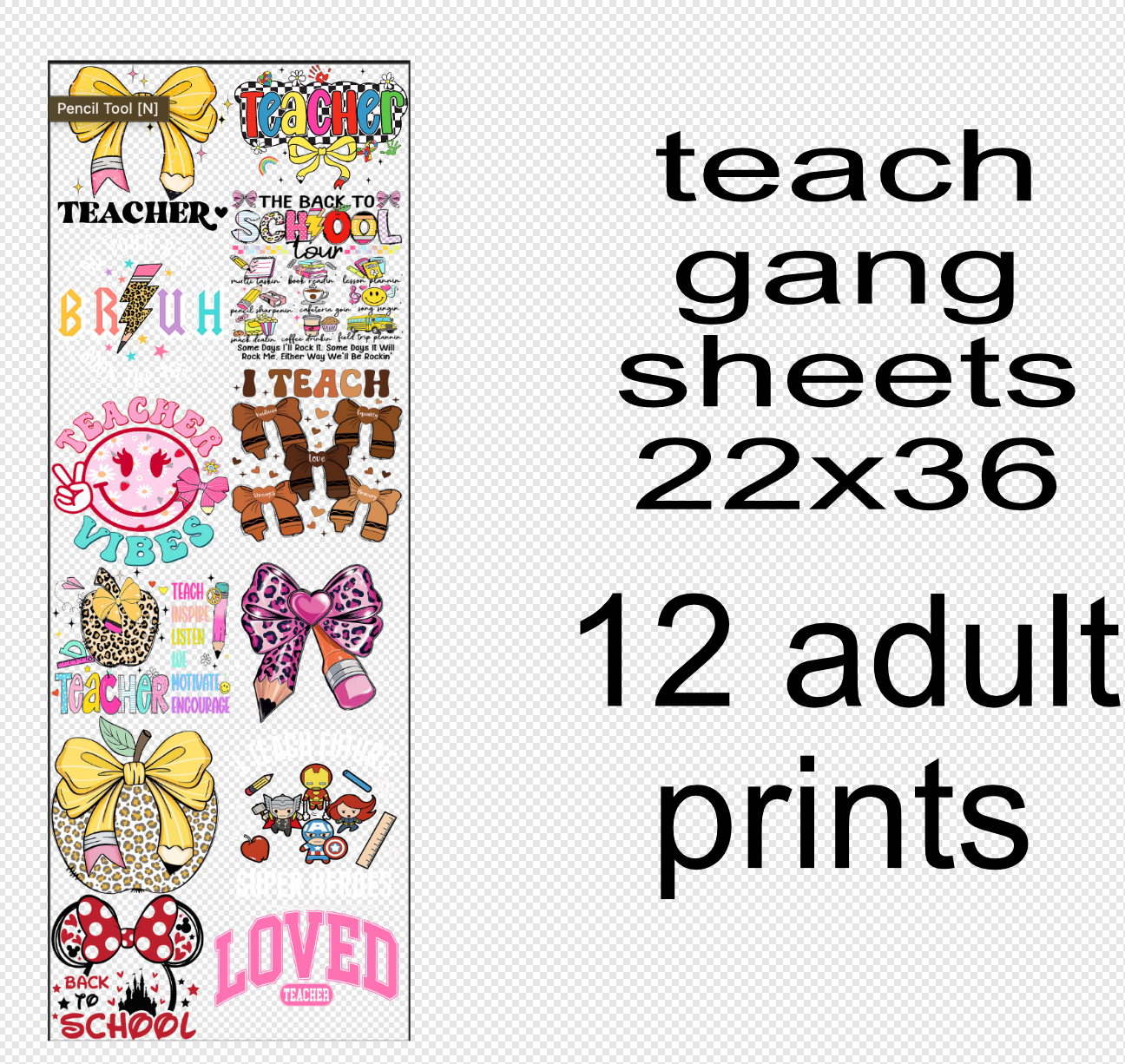 22x36 Teacher 3.0 Gang Sheet Transfers