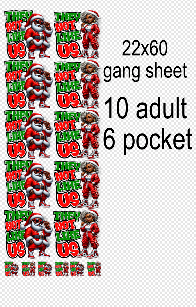 DTF Gang Sheet 22x60 – “They Not Like Us” Christmas Transfer for Custom Tees
