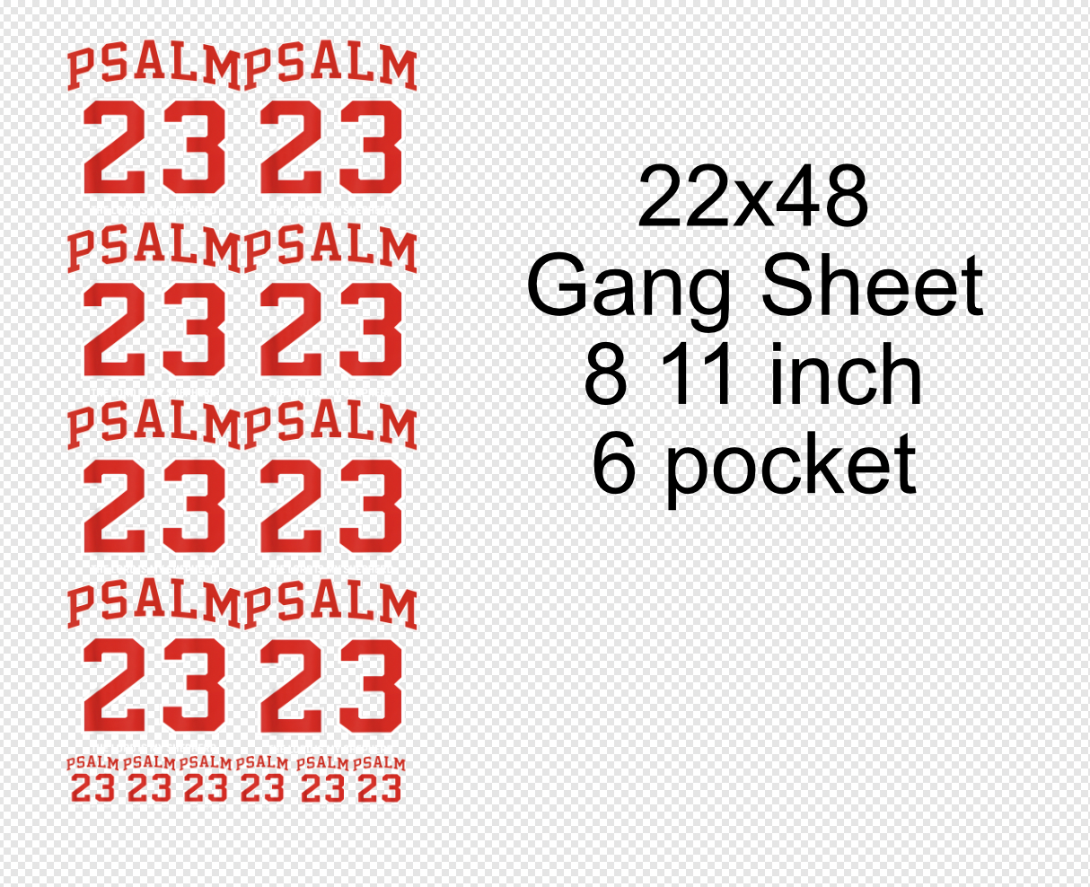Red 22x48 Psalm 23 Gang Sheet Transfer