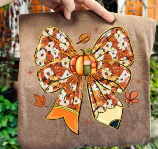 Floral Fall Teacher Pencil Bow  Transfers