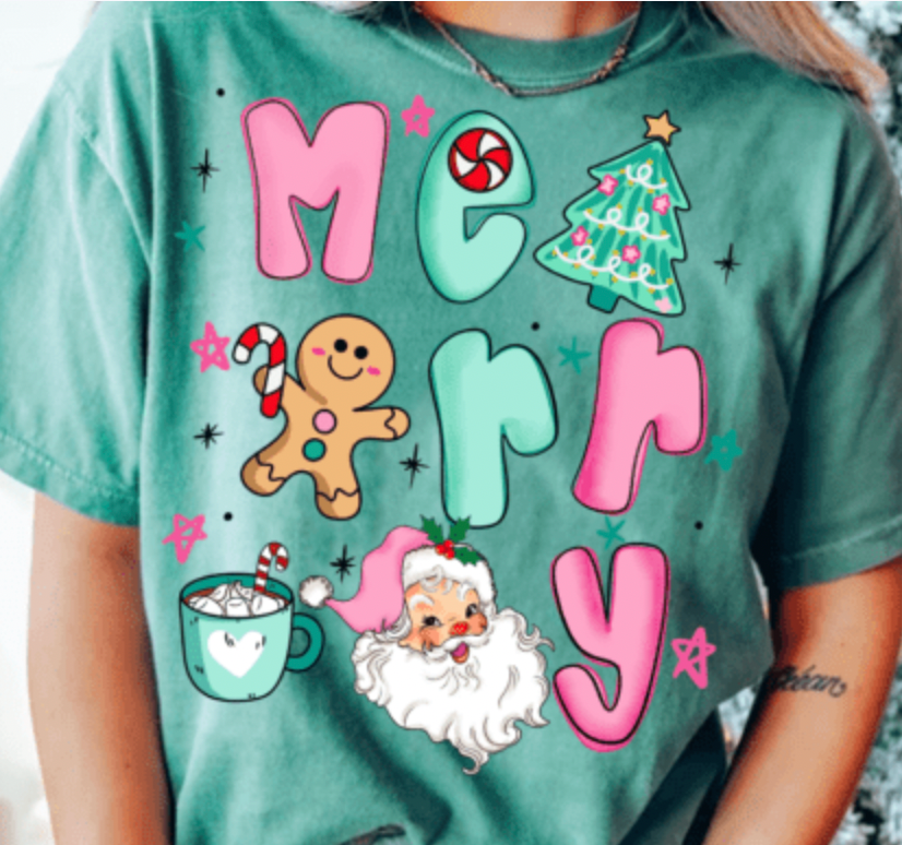 Retro Cute Merry Christmas DTF Transfer