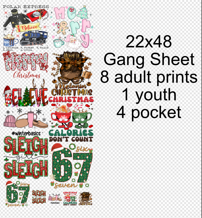 22x48 Christmas Gang Sheet Volume 2 Transfer