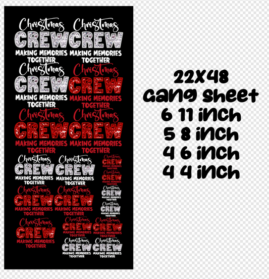 22x48 Christmas Crew Gang Sheet Transfer