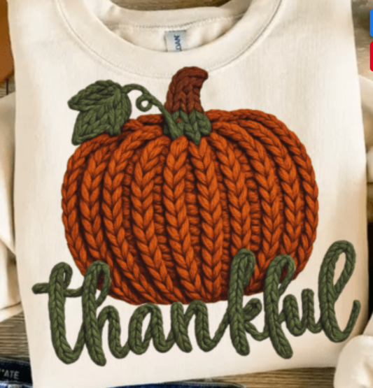 Crochet Thankful Pumpkin DTF Transfers