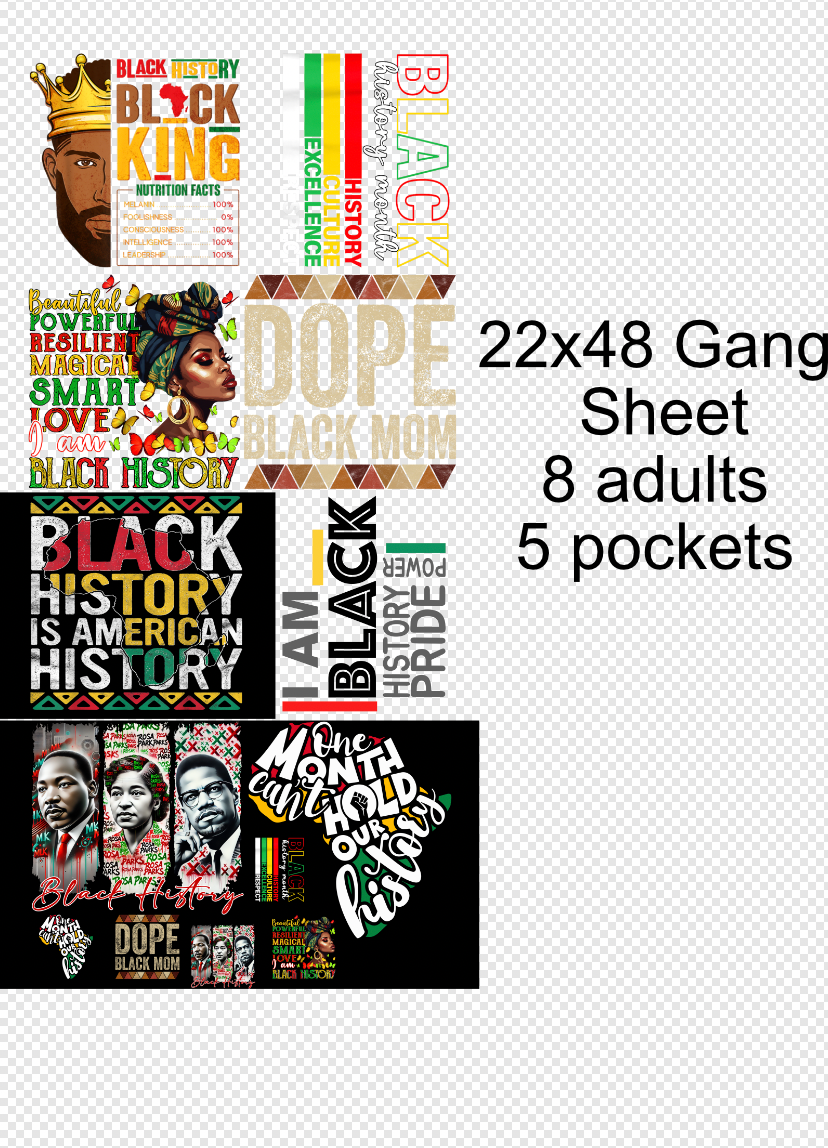 22x48 Black History Volume 1 Gang Sheet Transfer