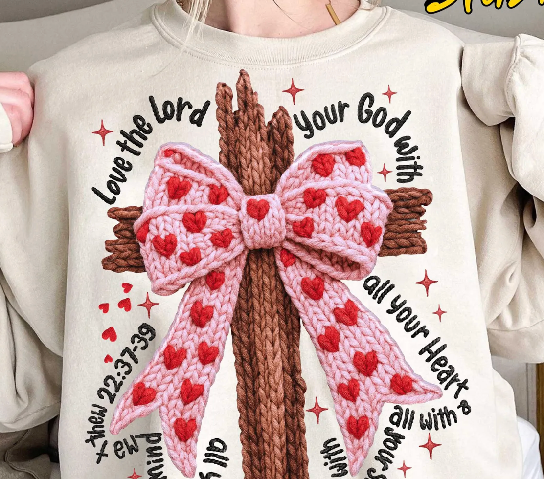 Christian Latch Hook Faux Valentines Day DTF Transfer