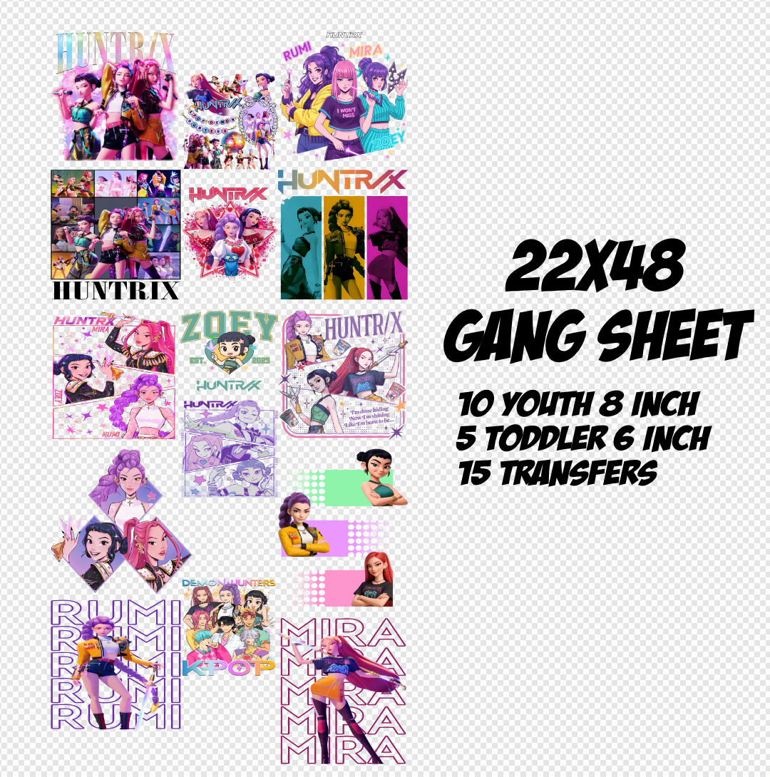 22x48 Rock Kpop Huntrix DTF Gang Sheet