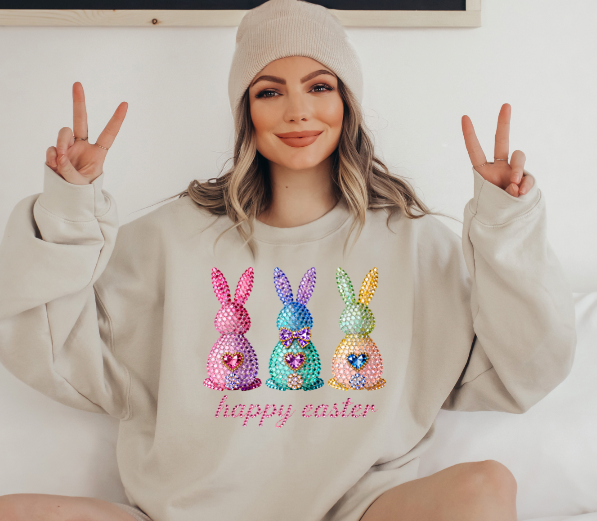 Sparkle Easter Bunny DTF TRANSFERS, Heat Transfers