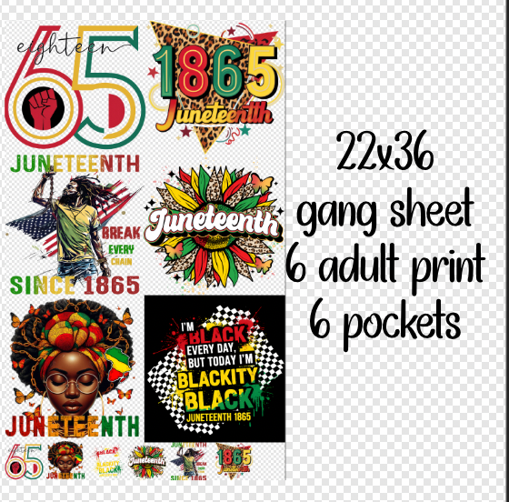 22x36 Juneteenth 3 DTF GANG SHEET/ HEAT TRANSFERS