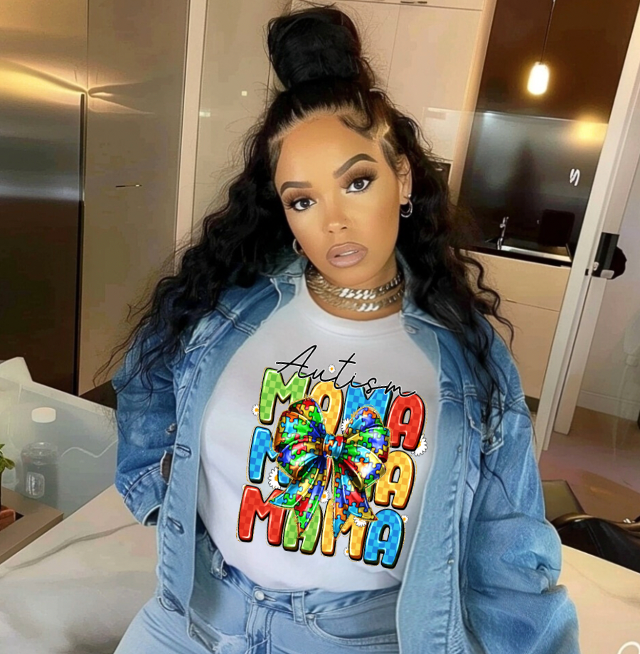 Autism Mama with Bow DTF Transfer