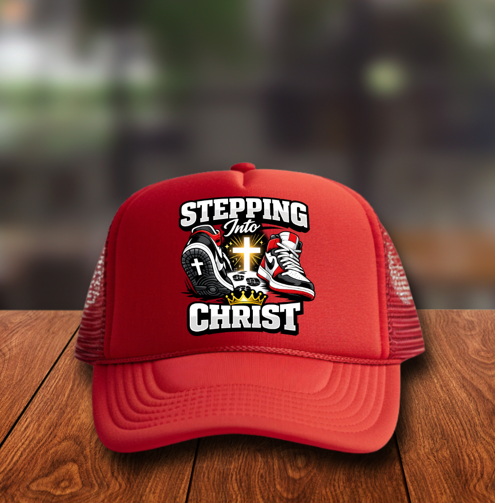 Stepping into Christ male Hat DTF Transfer