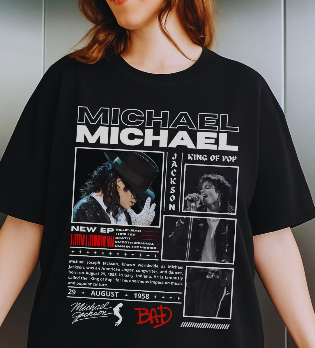 Vintage 90s Michael Jackson White text DTF TRANSFER