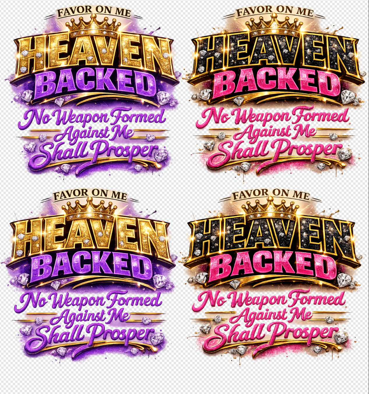 Heaven Backed Christian Bundle 2 Pink 2 Purple Prints DTF Transfers