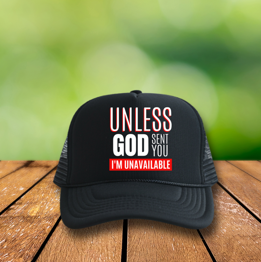 White font Unavailable Hat DTF TRANSFER