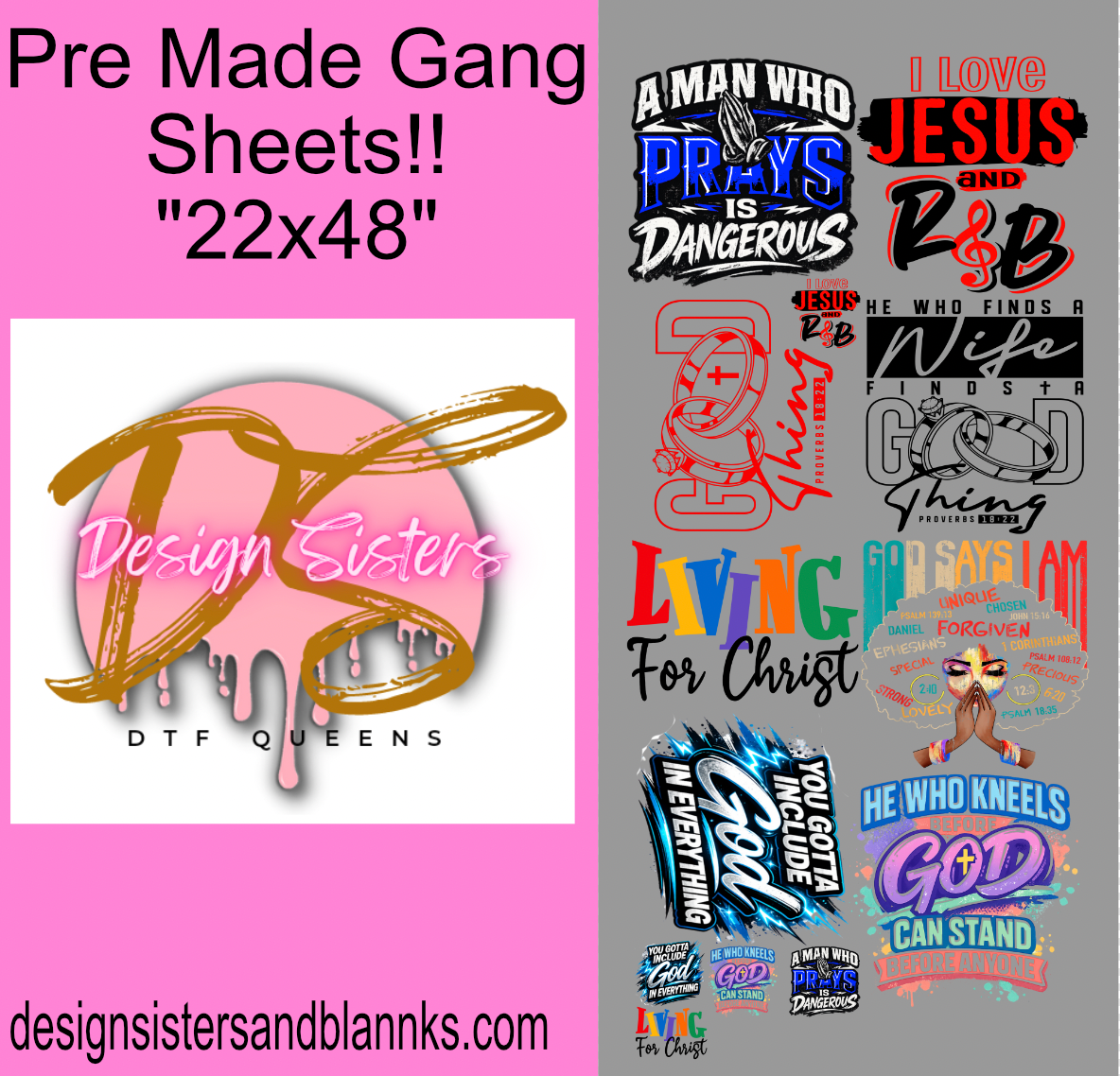 22x48 CHRISTIAN VOLUME 5 DTF Gang Sheet Transfer