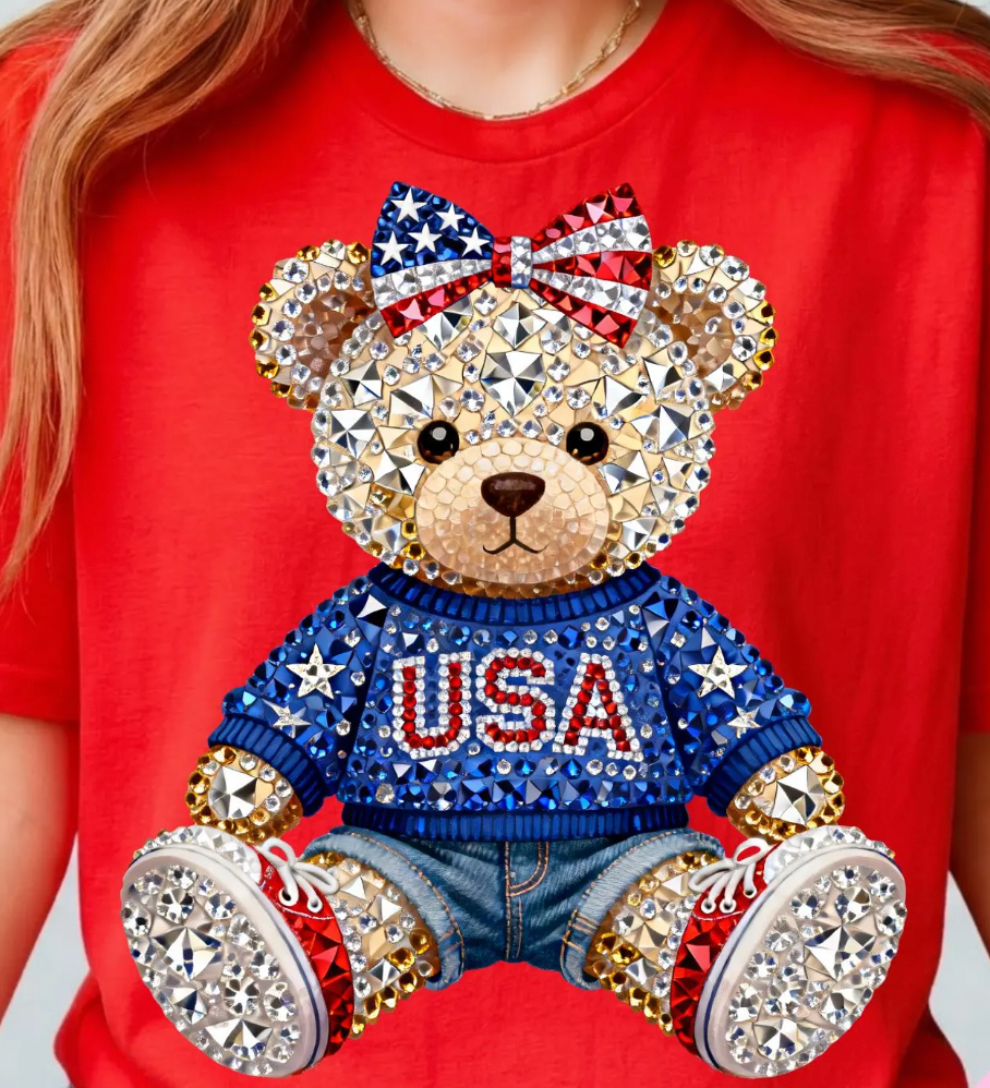 USA Teddy Bear 4th of July DTF Transfer