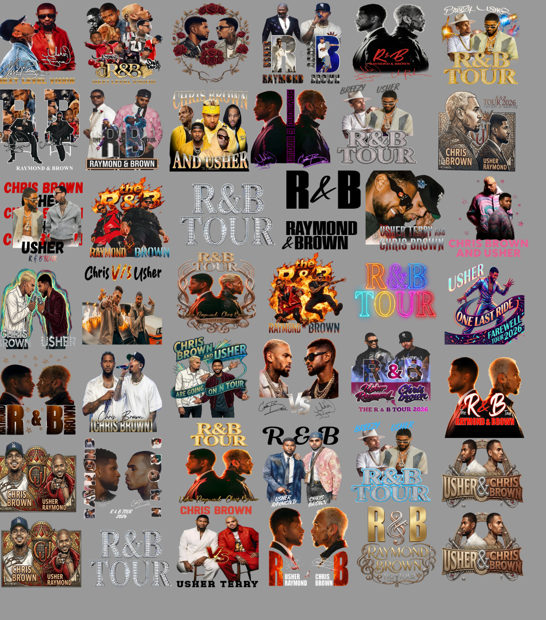 42 Chris Brown and Usher Hat Prints / Transfers ( 22x24 Gang Sheet )