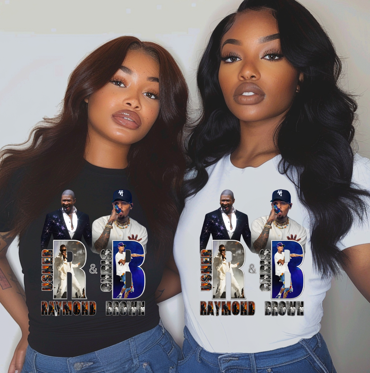 USHER and Chris Brown Blue style DTF TRANSFER