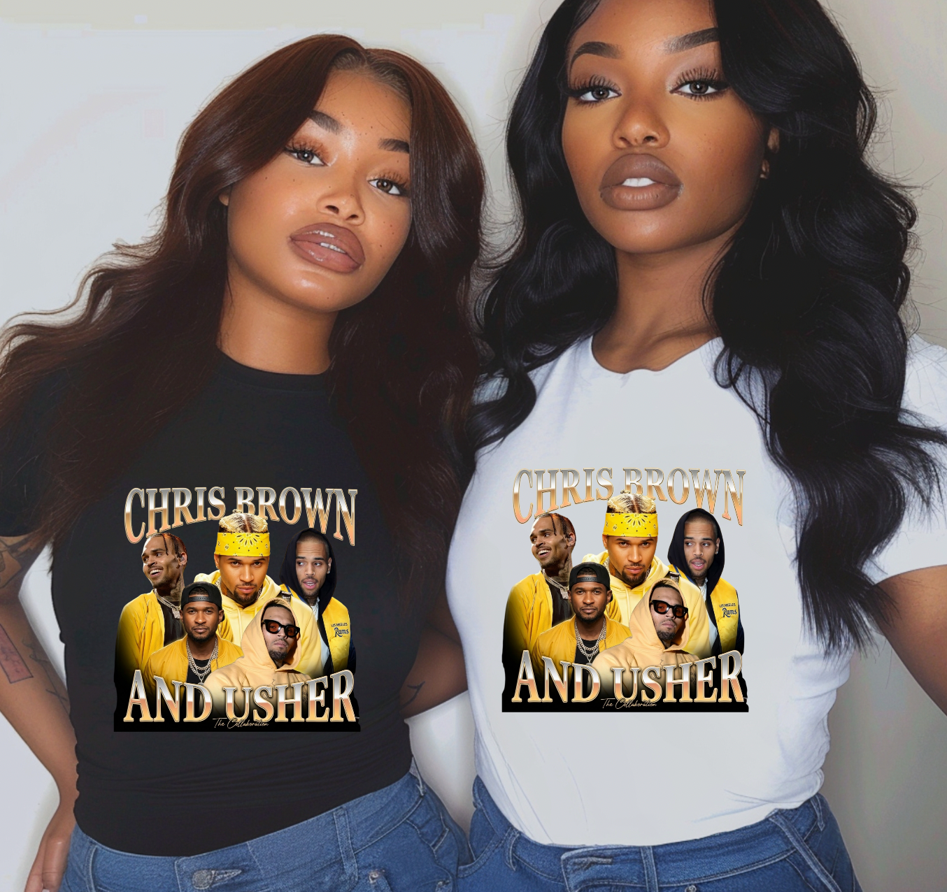 USHER and Chris Brown yellow style DTF TRANSFER