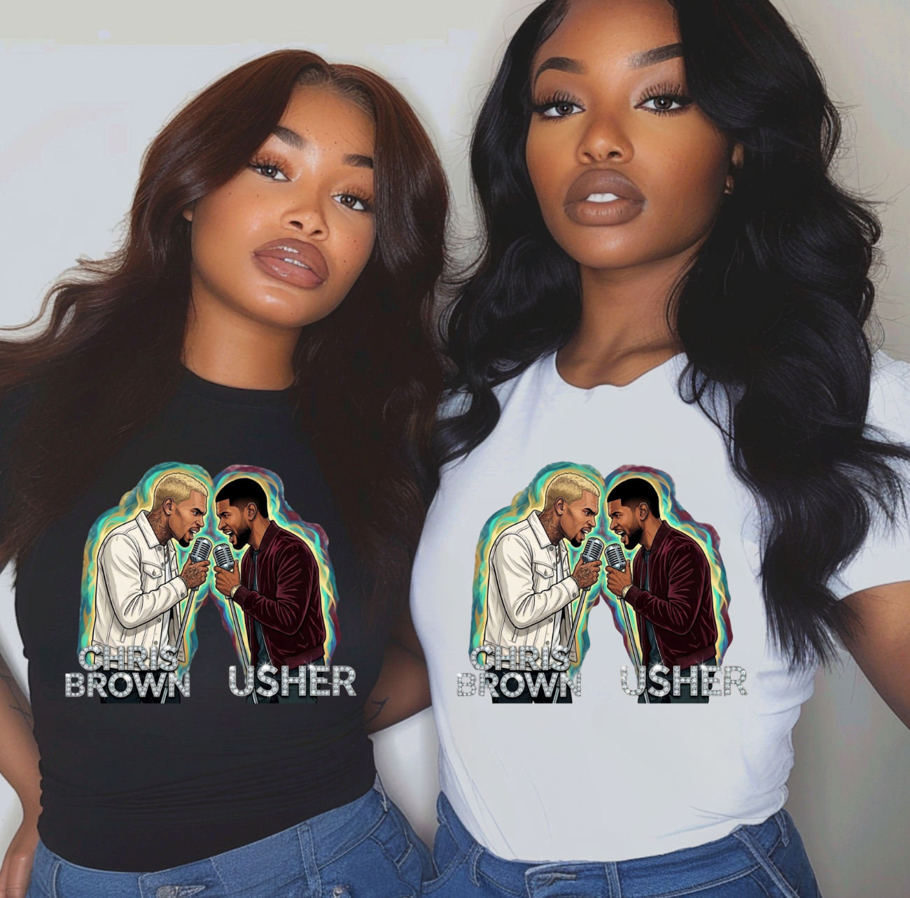 USHER and Chris Brown singing DTF TRANSFER