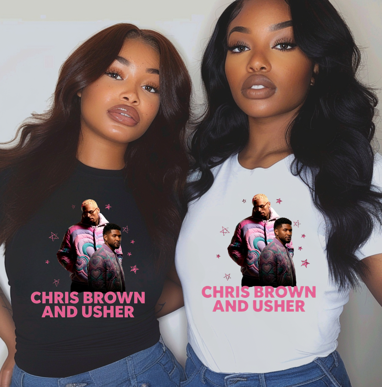 USHER and Chris Brown Pink style TRANSFER