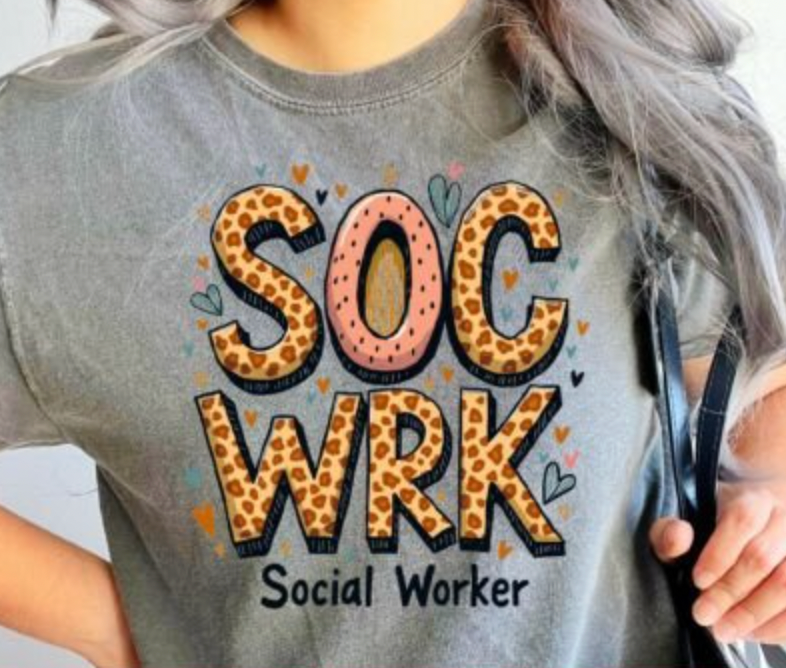 SOC WRK Social Worker Heart DTF Transfers