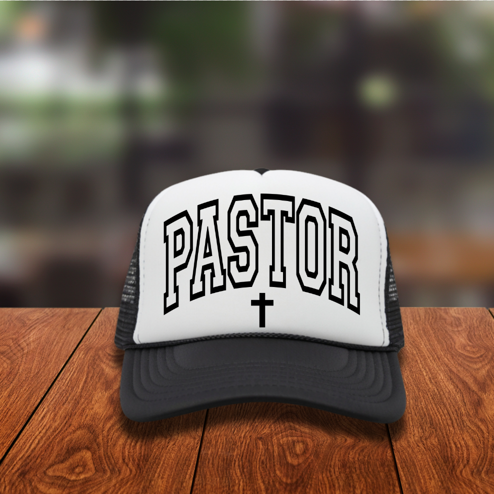Black Varsity Pastor Hat DTF Transfers