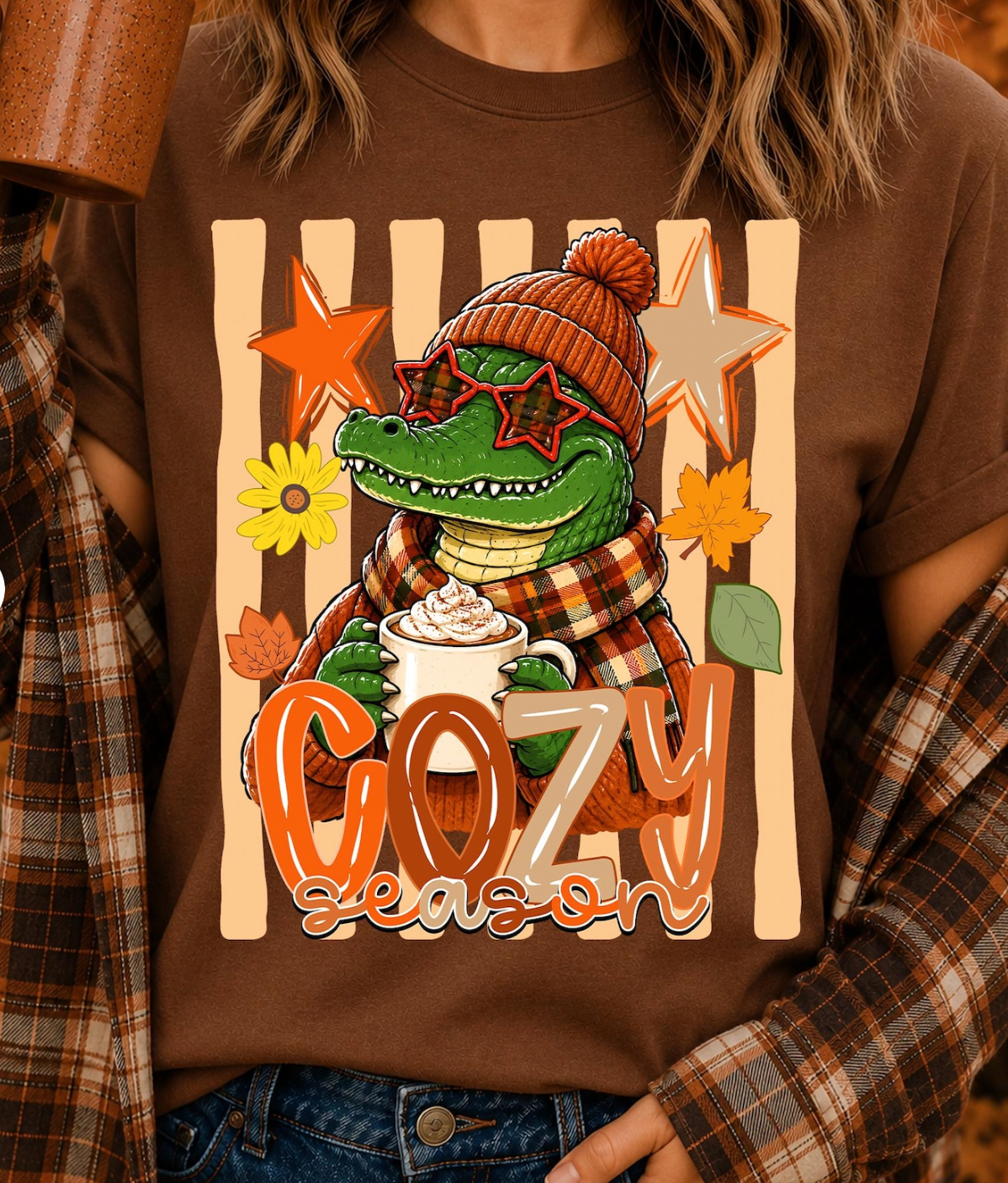 Stripes Cozy Season Alligator DTF Transfer