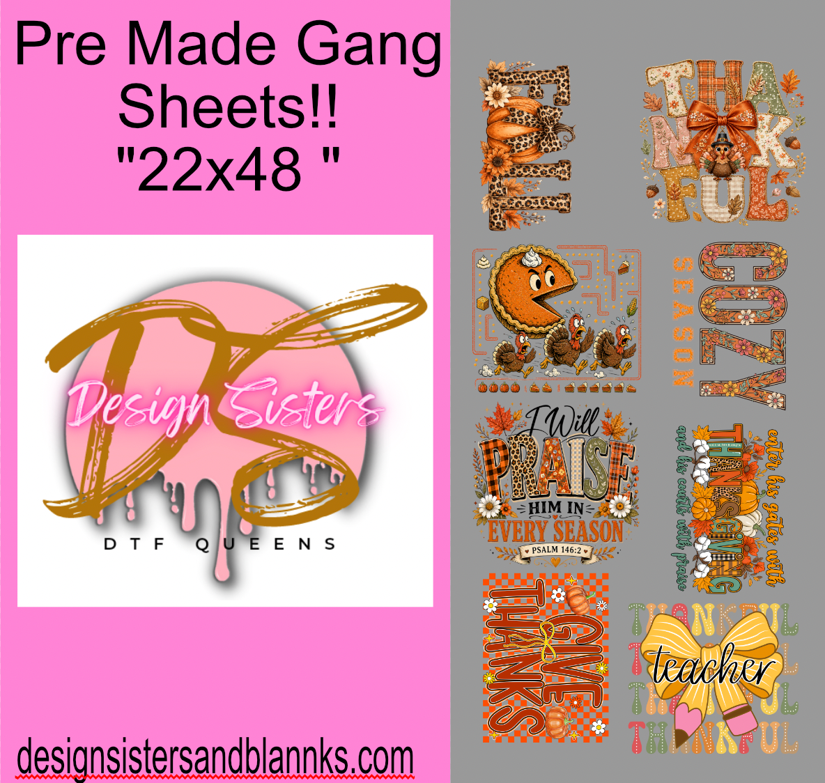 22x48 Fall DTF Transfers Volume 1 DTF Gang Sheet Transfer