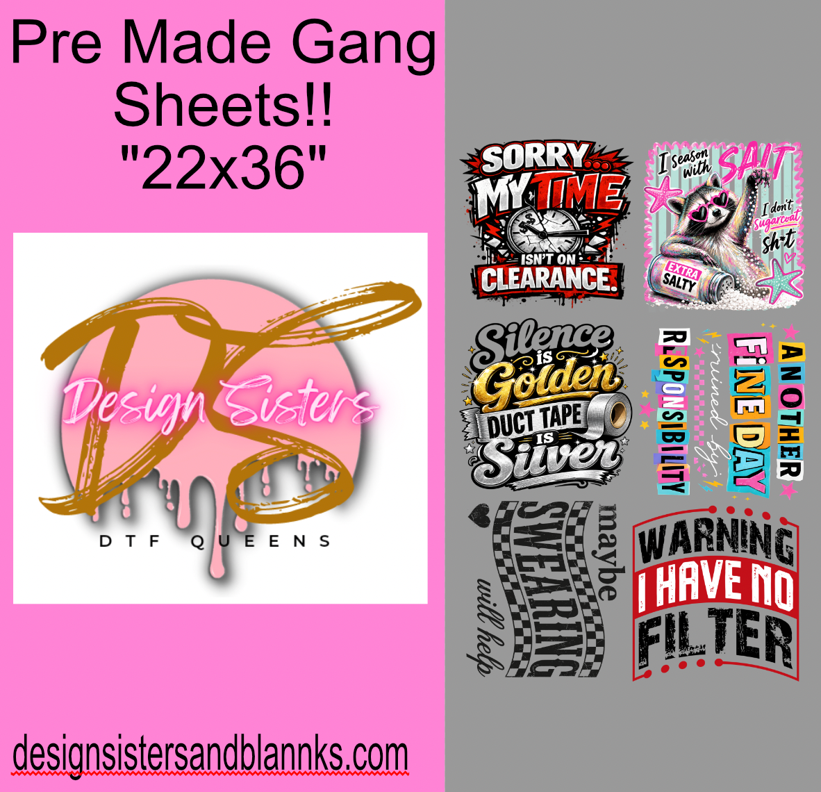 22x36 Sarcastic Gang Sheet| DTF Transfer SheetDTF Gang Sheet