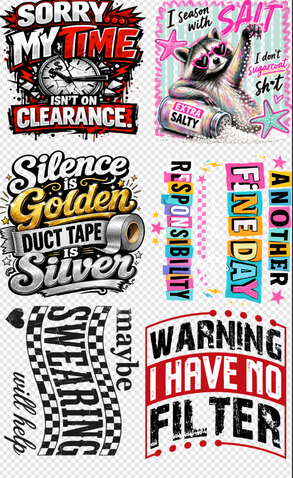 22x36 Sarcastic Gang Sheet| DTF Transfer SheetDTF Gang Sheet