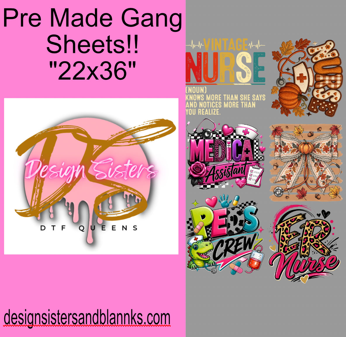 22x36 Nurse/ Medical Bundle Sheet| DTF Transfer SheetDTF Gang Sheet