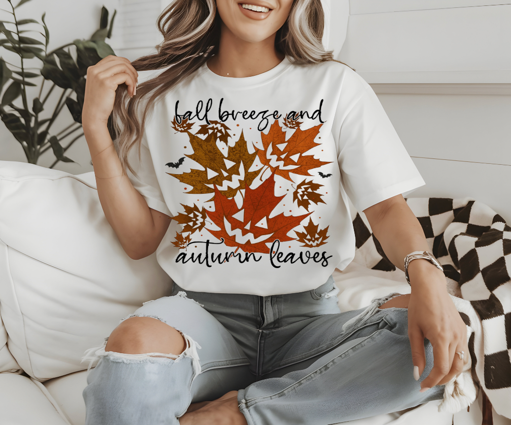 Fall Breeze and Autumn Leaves  DTF Transfer