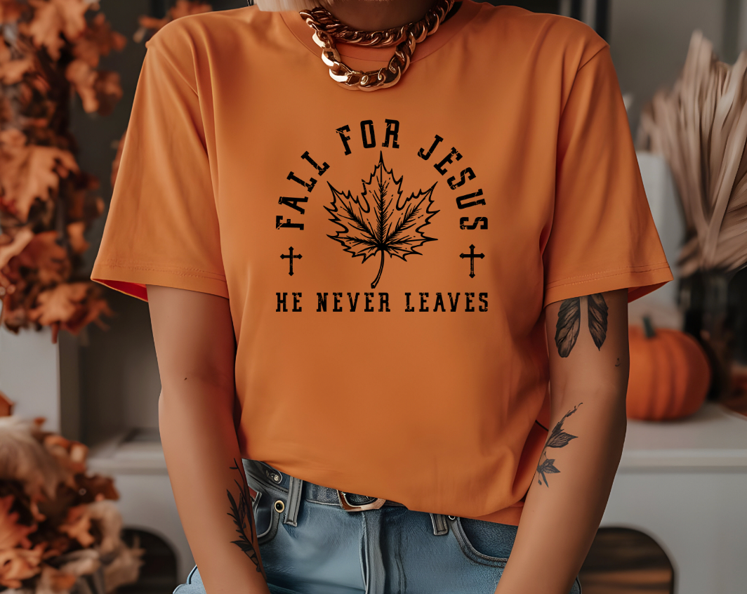 Fall for Jesus he Never Leaves Screen Print
