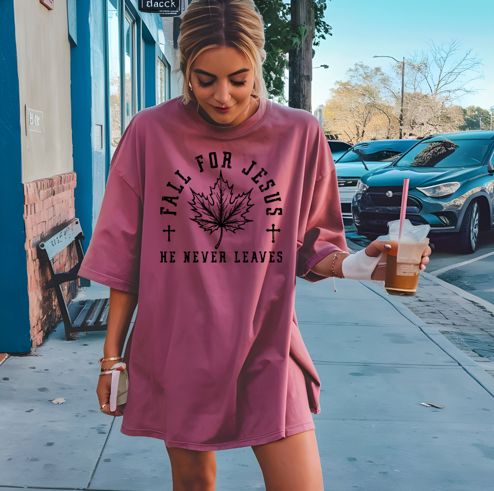 Fall for Jesus he Never Leaves Screen Print