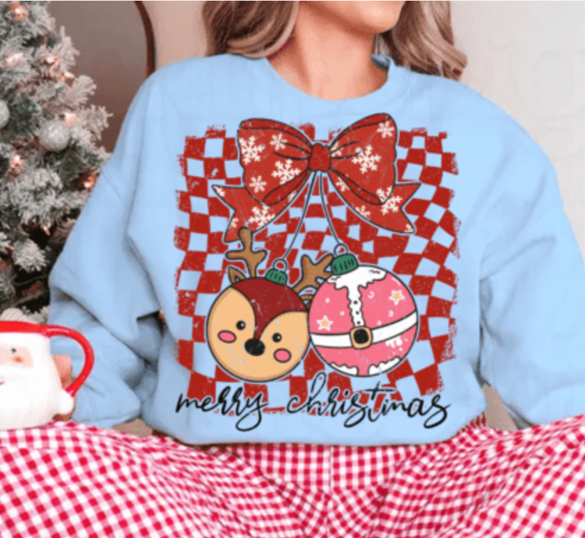 Retro Checkered Merry Christmas DTF Transfers